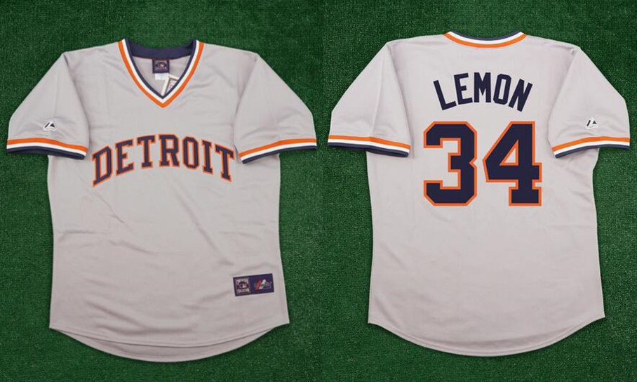 Men's Detroit Tigers #34 Chet Lemon Grey Road Throwback Stitched Baseball Jersey